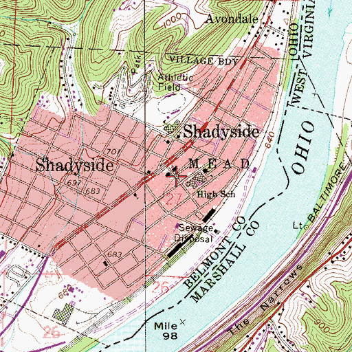 Topographic Map of Central School (historical), OH