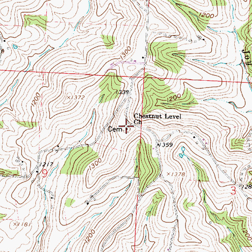 Topographic Map of Chestnut Level Cemetery, OH