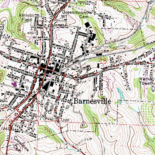 Topographic Map of Church of Christ, OH