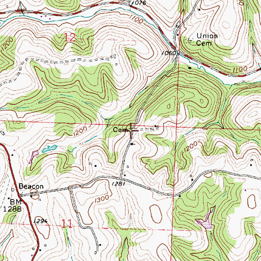 Topographic Map of Cold Cemetery, OH