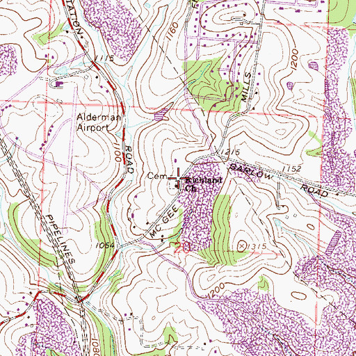 Topographic Map of East Richland Cemetery, OH
