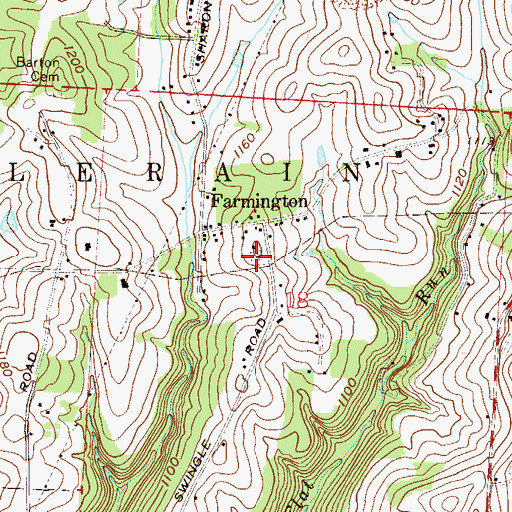 Topographic Map of Farmington Cemetery, OH