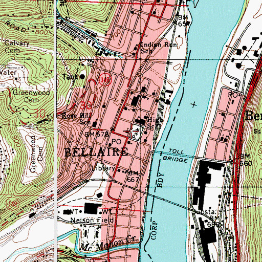 Topographic Map of First Methodist Church, OH