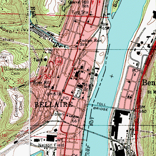 Topographic Map of First Presbyterian Church, OH
