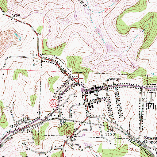 Topographic Map of Flushing Area Cemetery, OH
