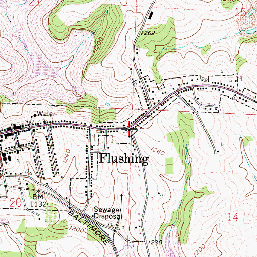 Topographic Map of Flushing Township Cemetery, OH