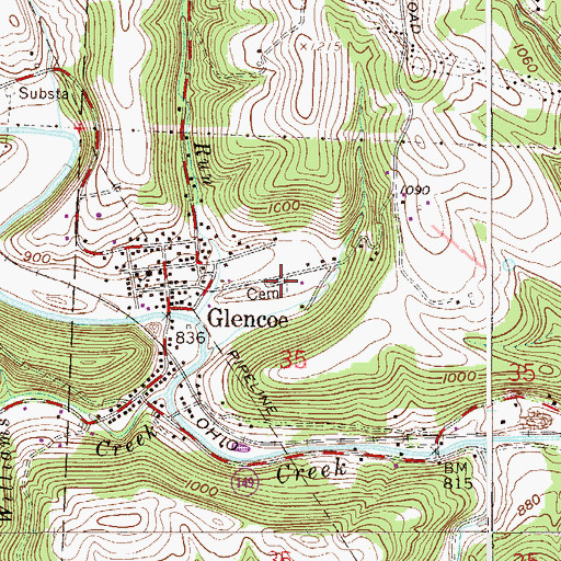 Topographic Map of Glencoe Cemetery, OH