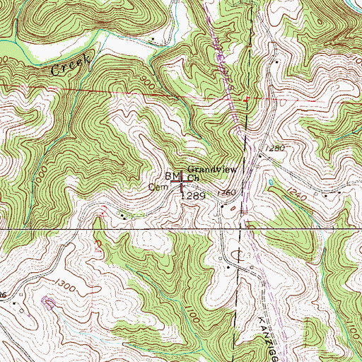 Topographic Map of Grandview Cemetery, OH