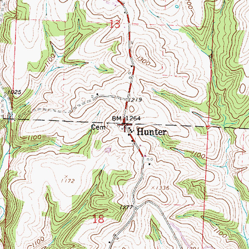 Topographic Map of Hunter Christian Church, OH