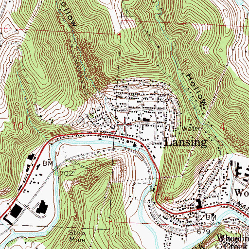 Topographic Map of Lansing Cemetery, OH