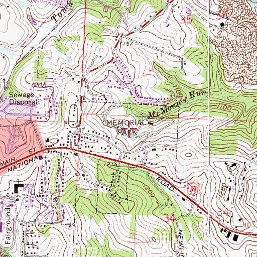 Topographic Map of Memorial Park, OH