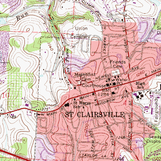 Topographic Map of Methodist Cemetery, OH