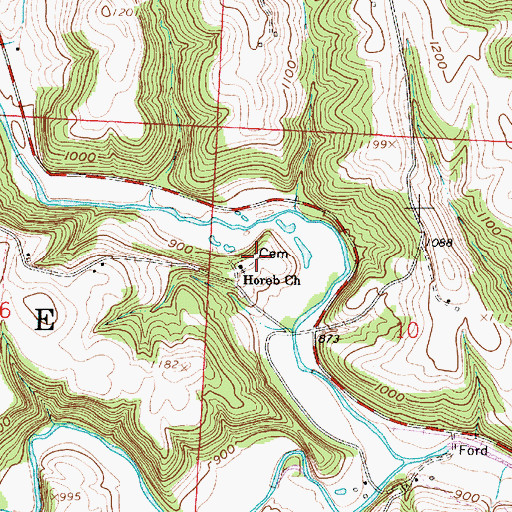 Topographic Map of Mount Horeb Cemetery, OH