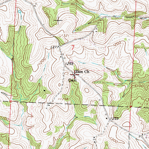 Topographic Map of Mount Zion Cemetery, OH
