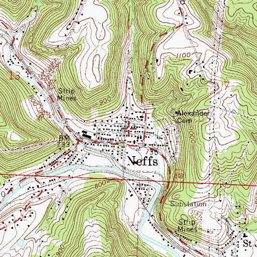 Topographic Map of Neff Methodist Episcopal Church (historical), OH