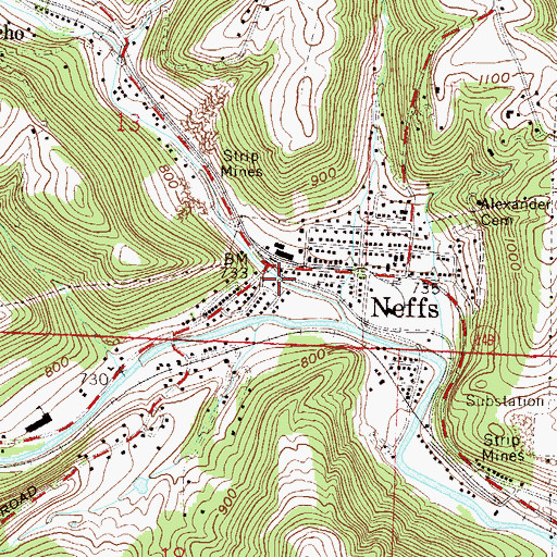 Topographic Map of Neff Public School (historical), OH