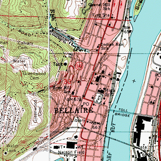 Topographic Map of Pilgrims Rest Baptist Church, OH