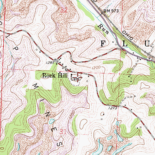 Topographic Map of Rockhill Cemetery, OH