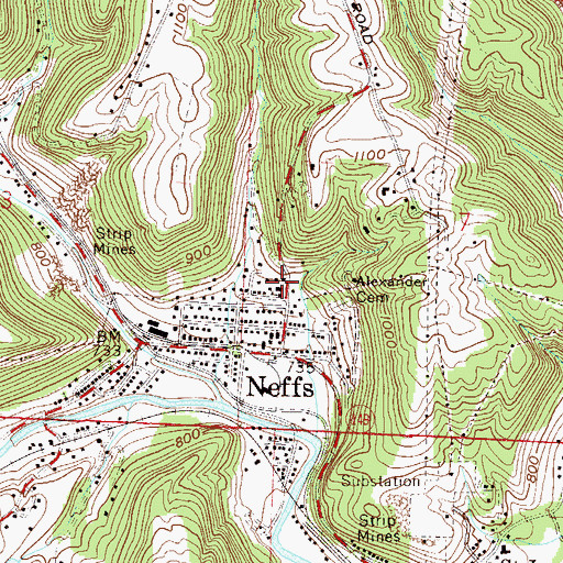 Topographic Map of Sacred Heart Roman Catholic Church, OH