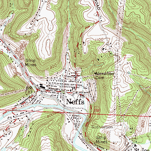 Topographic Map of Sacred Heart School, OH