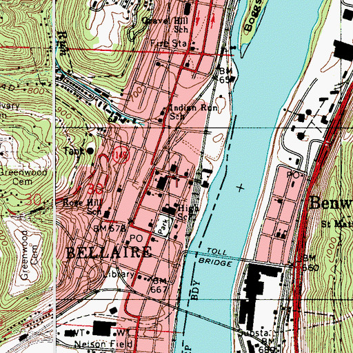 Topographic Map of Saint Johns School, OH