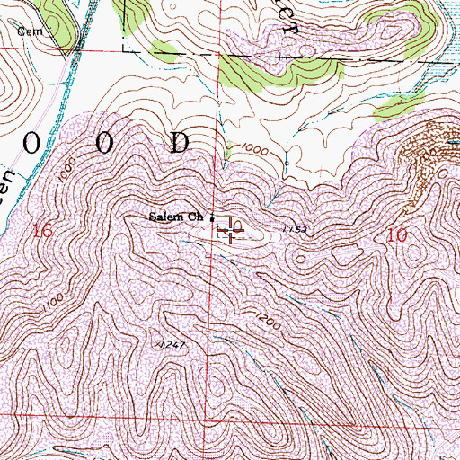 Topographic Map of Salem Cemetery, OH