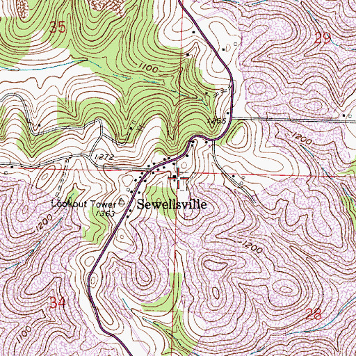 Topographic Map of Sewellsville Methodist Episcopal Church, OH