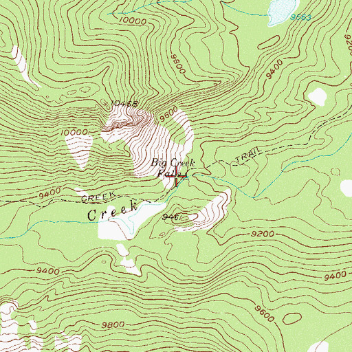 Topographic Map of Big Creek Falls, CO