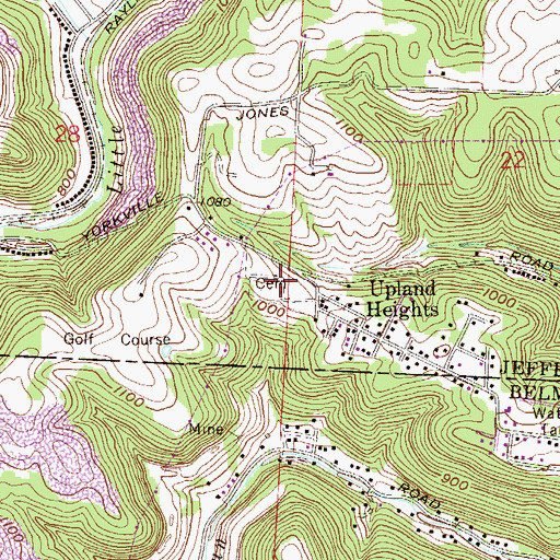 Topographic Map of Upland Heights Cemetery, OH