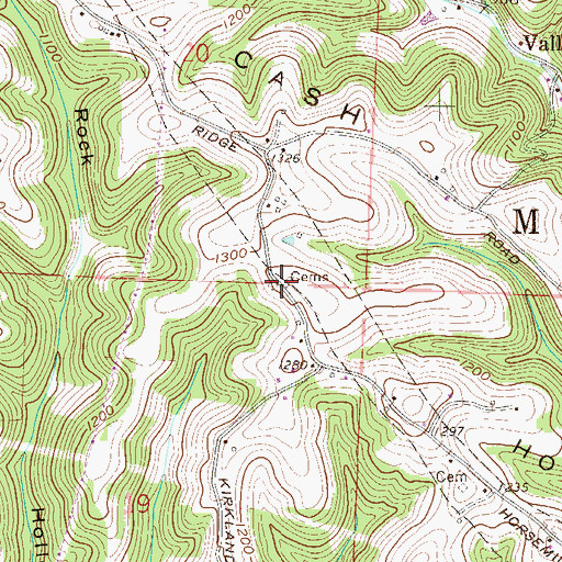 Topographic Map of Vallonia Area Cemetery, OH