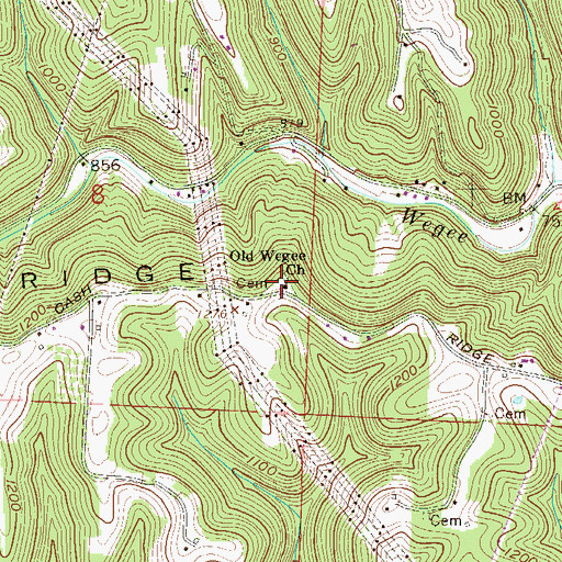 Topographic Map of Wegee Cemetery, OH