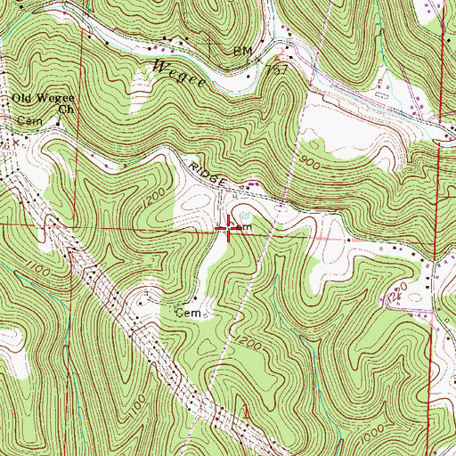 Topographic Map of Workman Cemetery, OH