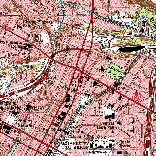Topographic Map of Second Congregational Church (historical), OH