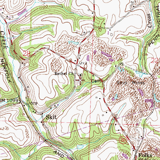 Topographic Map of Bethel Cemetery, OH