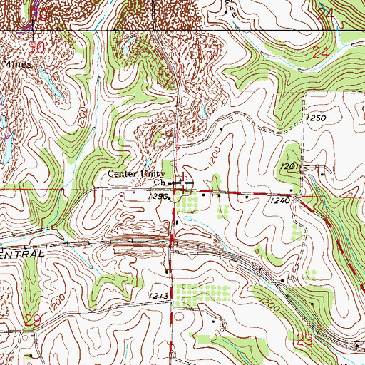 Topographic Map of Center Unity Cemetery, OH
