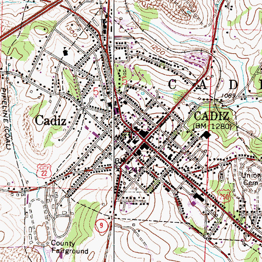 Topographic Map of First Presbyterian Church, OH
