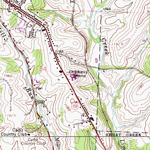 Topographic Map of Harrison County Childrens Home, OH
