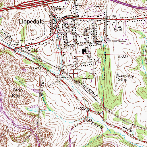 Topographic Map of Hopedale Cemetery, OH