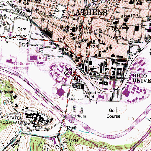 Topographic Map of Anderson Hall, OH