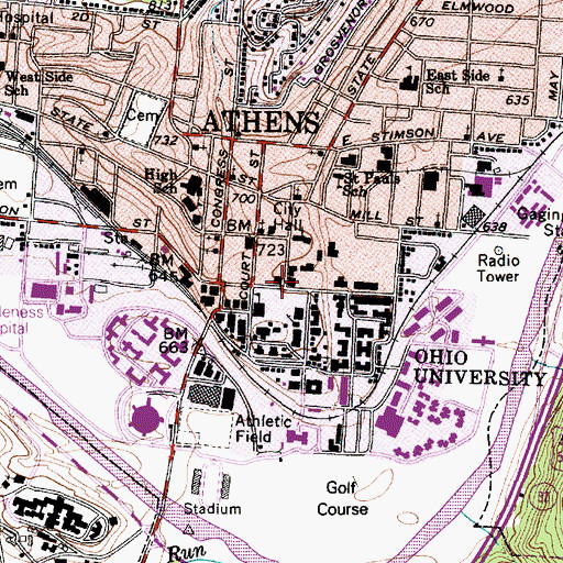 Topographic Map of Baker Center, OH