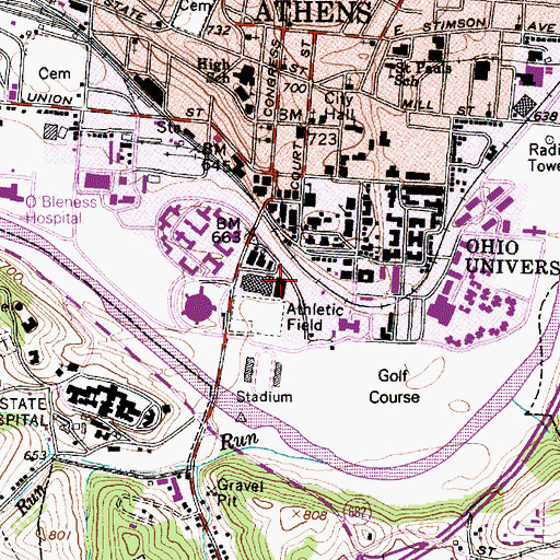 Topographic Map of Bird Arena, OH