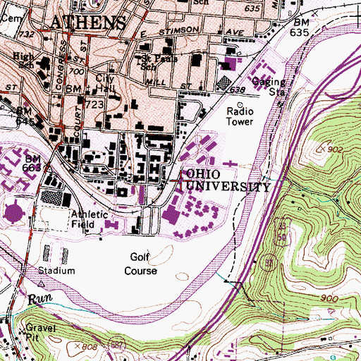 Topographic Map of Brown Hall, OH