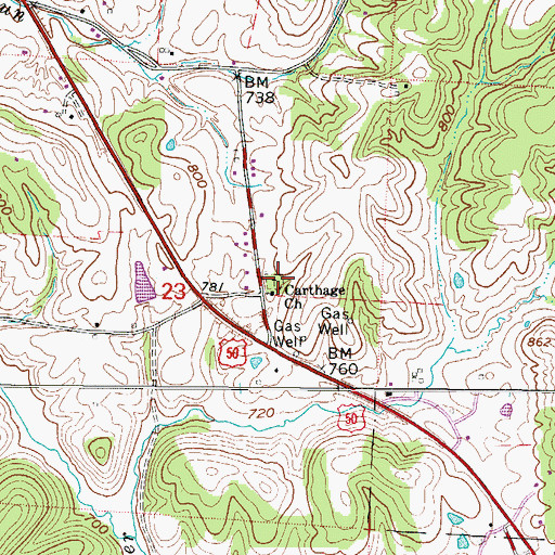 Topographic Map of Carthage Cemetery, OH