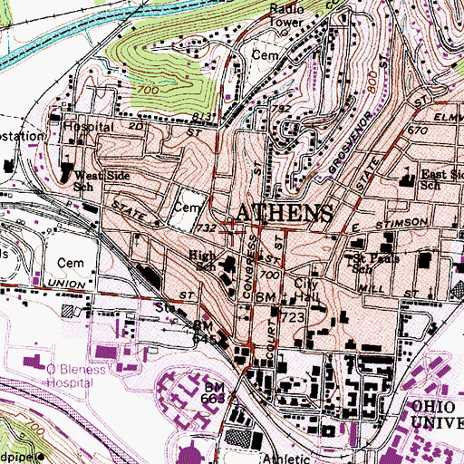 Topographic Map of Church of Christ, OH