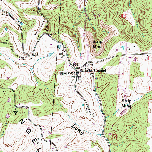 Topographic Map of Clarks Chapel Cemetery, OH
