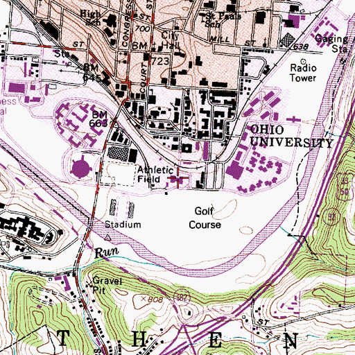 Topographic Map of Clippinger Hall, OH