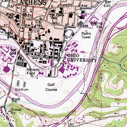 Topographic Map of Crawford Hall, OH