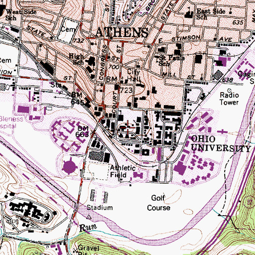 Topographic Map of Cutler Hall, OH