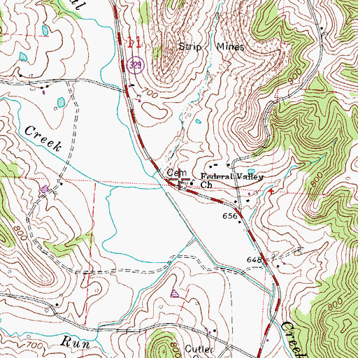 Topographic Map of Federal Hill Cemetery, OH