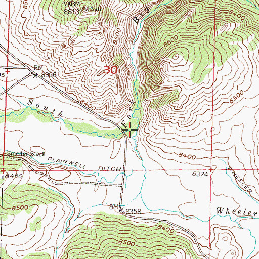 Topographic Map of Wheeler Creek, CO